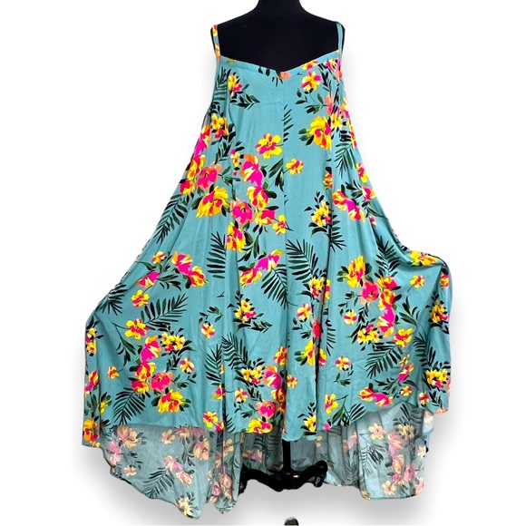 torrid Dresses & Skirts - Torrid Maxi Dress Robins Egg Blue Floral Spaghetti Straps Hi Low Hem Size 3X